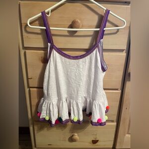 Pitusa White Pom Pom Tank Top – One Size (Fits Small/Medium)